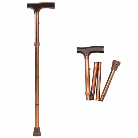 Adjustable folding walking cane with ergonomic handle